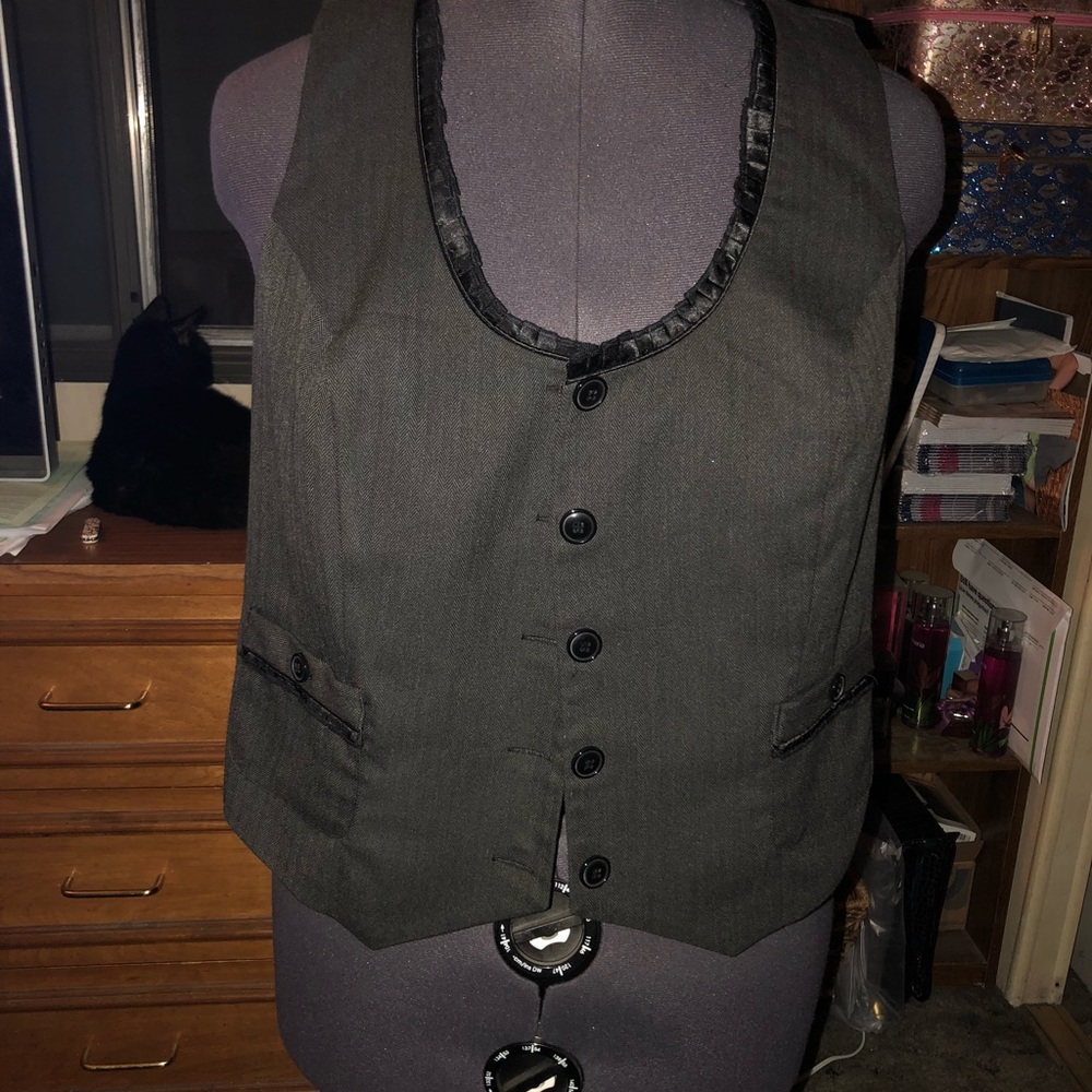 Feminine grey pin stripe vest